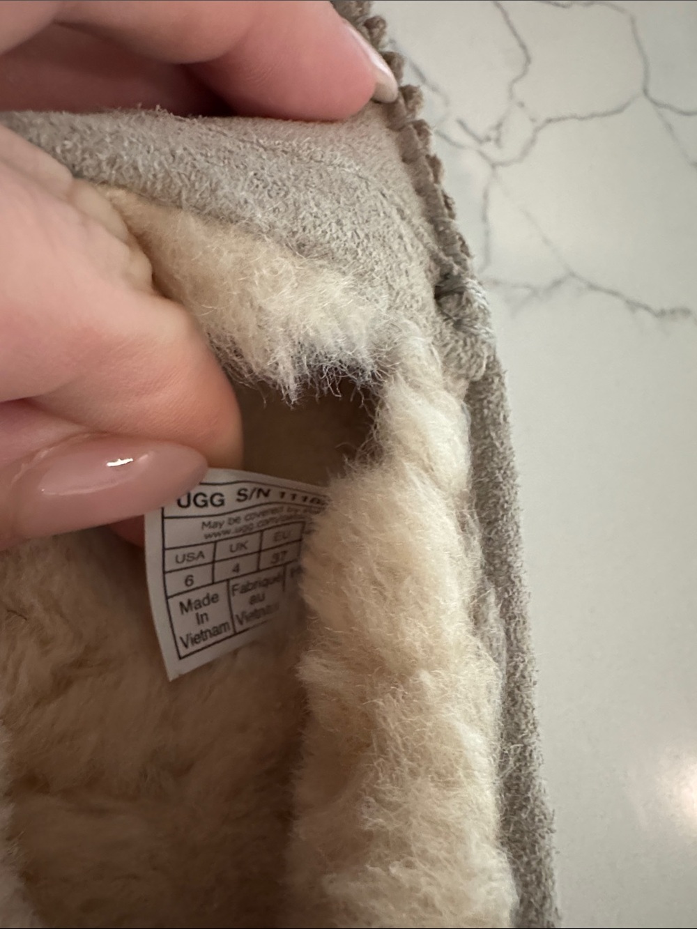 UGG Faux-Suede Shearling Moccasin Slippers in Light Taupe - Picture 7 of 7